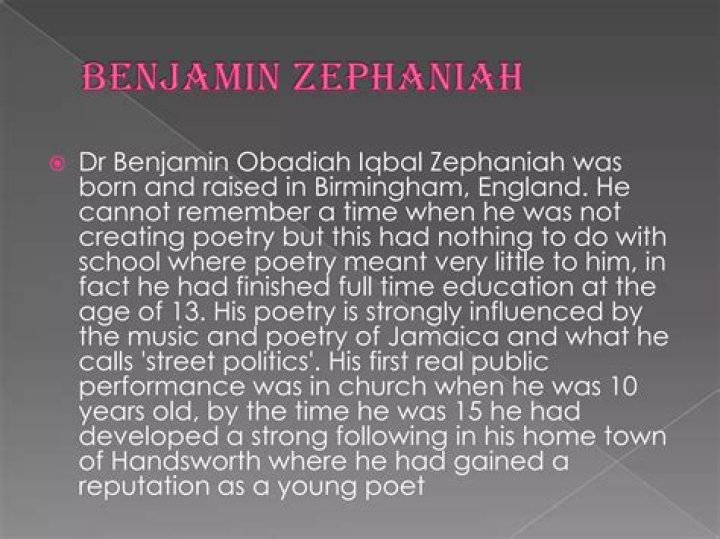 Benjamin Zephaniah (poet) Wiki,Age,Birthday,Biography,Height,Net Worth ..