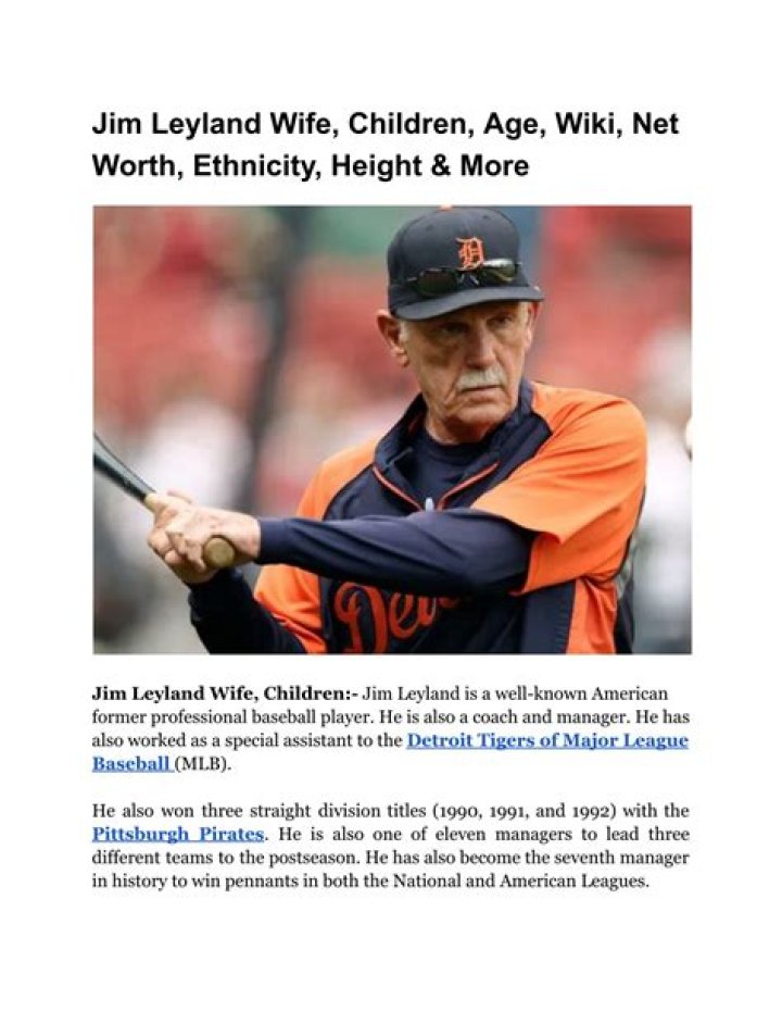 Jim Leyland - Bio, Age, net worth, Wiki, Facts and Family