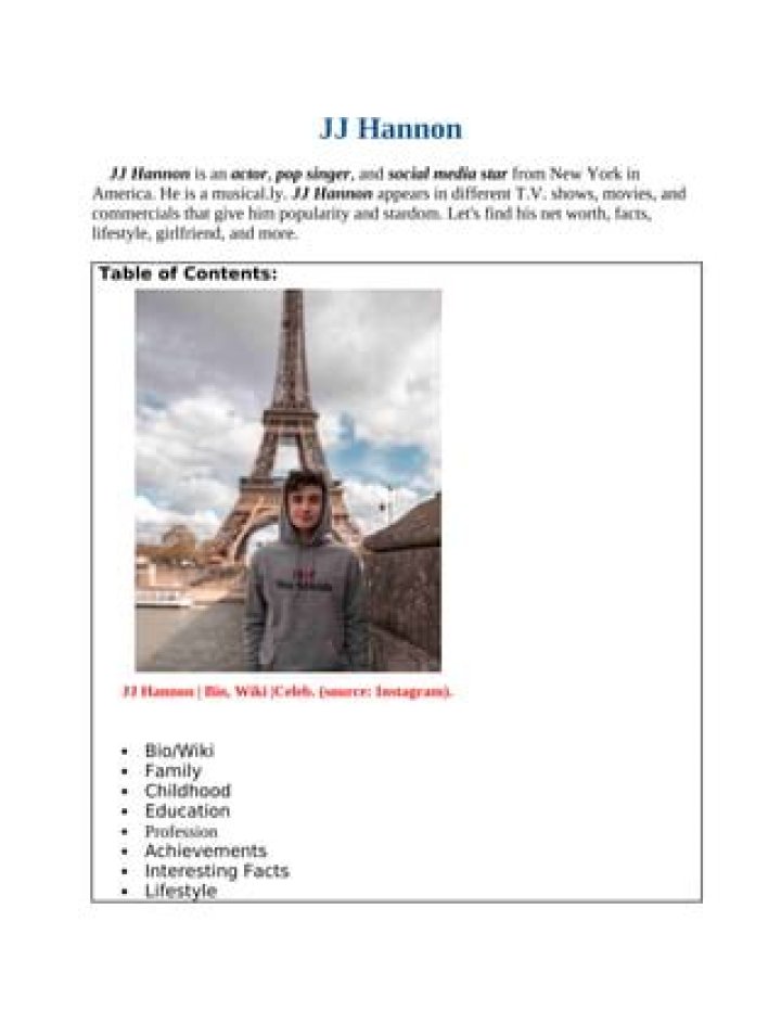 JJ Hannon - Bio, Age, Wiki, Facts and Family