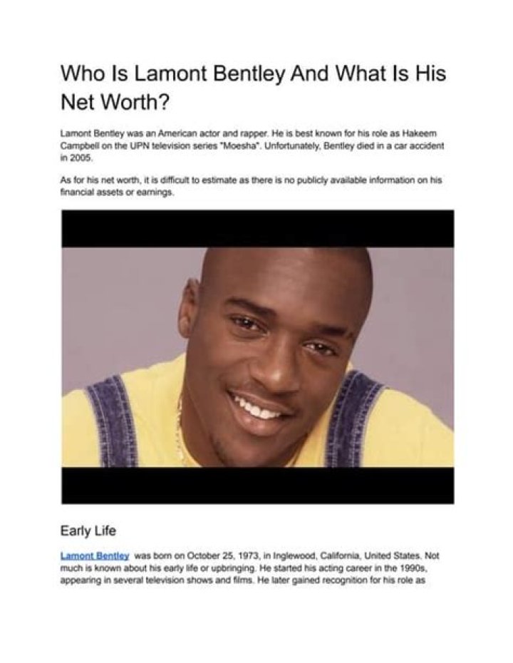 Lamont Bentley - Bio, Age, height, Wiki, Facts and Family